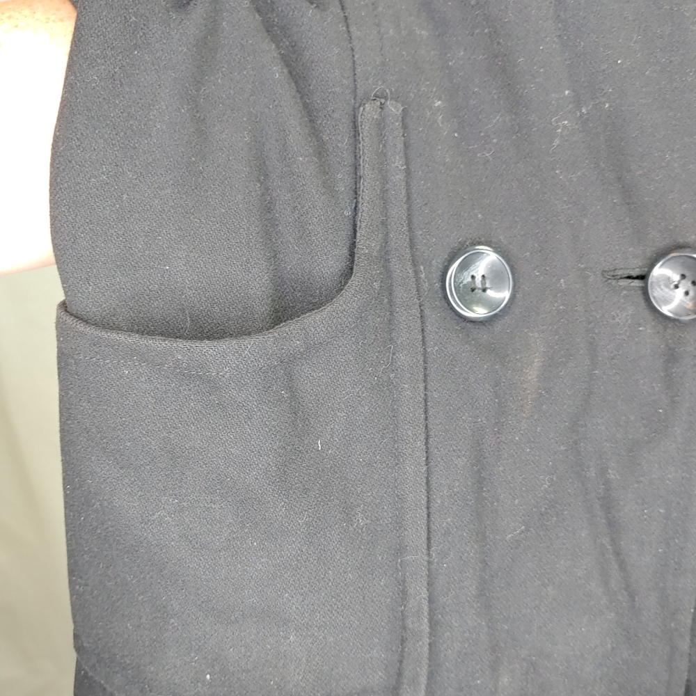 Steve Madden Double Breasted Black Wool Trenchcoat - Picture 7 of 13